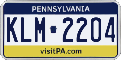 PA license plate KLM2204