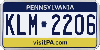 PA license plate KLM2206