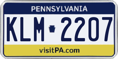PA license plate KLM2207
