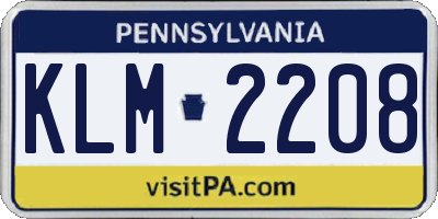 PA license plate KLM2208