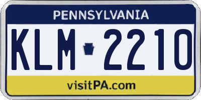 PA license plate KLM2210