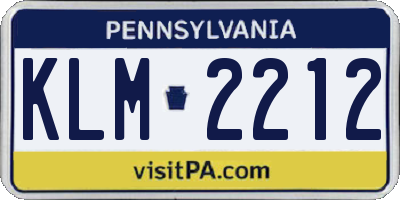 PA license plate KLM2212