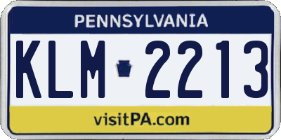 PA license plate KLM2213