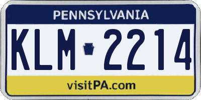 PA license plate KLM2214