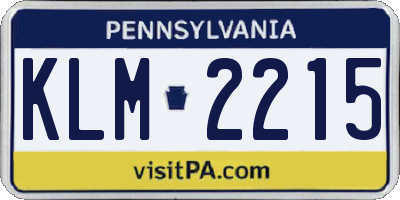 PA license plate KLM2215