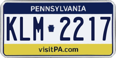 PA license plate KLM2217