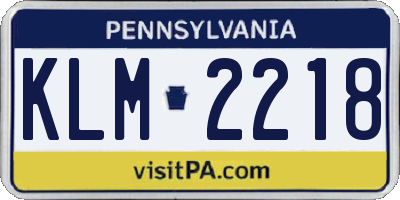 PA license plate KLM2218
