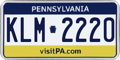 PA license plate KLM2220