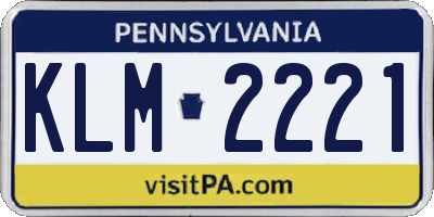 PA license plate KLM2221