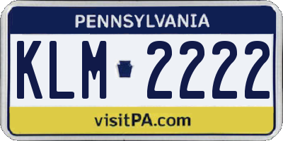 PA license plate KLM2222