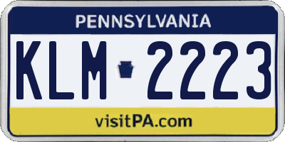 PA license plate KLM2223
