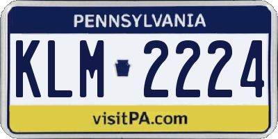 PA license plate KLM2224