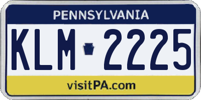 PA license plate KLM2225