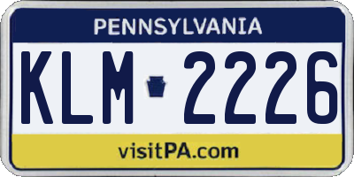 PA license plate KLM2226