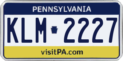 PA license plate KLM2227