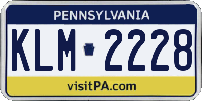 PA license plate KLM2228