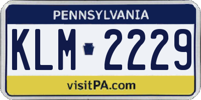 PA license plate KLM2229