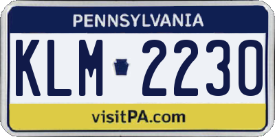 PA license plate KLM2230