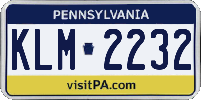 PA license plate KLM2232
