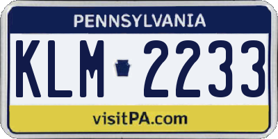 PA license plate KLM2233