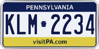 PA license plate KLM2234
