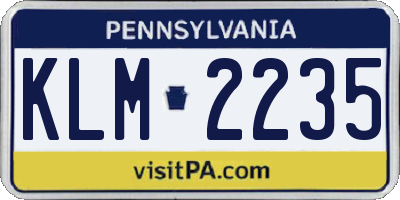 PA license plate KLM2235