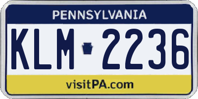 PA license plate KLM2236