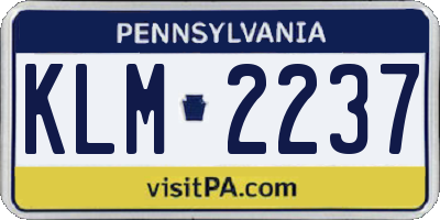 PA license plate KLM2237