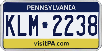 PA license plate KLM2238