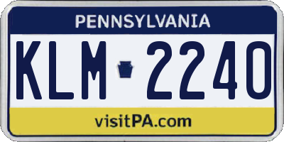PA license plate KLM2240