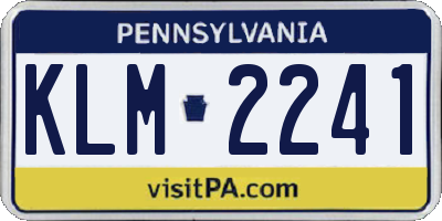 PA license plate KLM2241