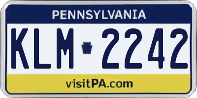PA license plate KLM2242