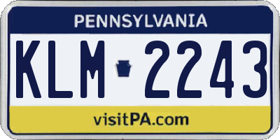 PA license plate KLM2243