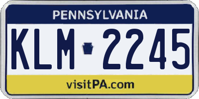 PA license plate KLM2245