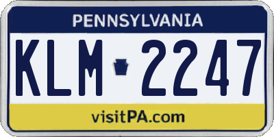 PA license plate KLM2247