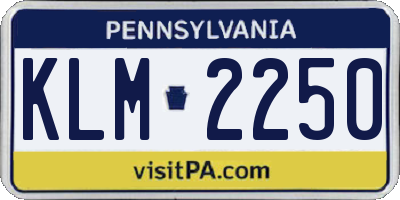 PA license plate KLM2250