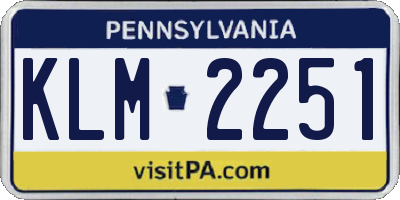 PA license plate KLM2251