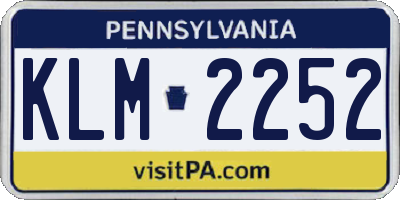PA license plate KLM2252