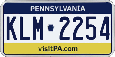 PA license plate KLM2254