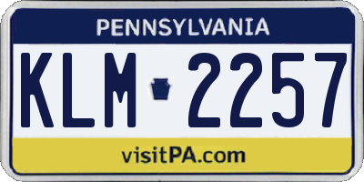 PA license plate KLM2257