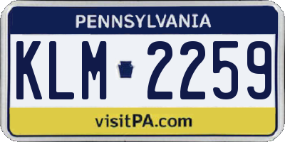 PA license plate KLM2259