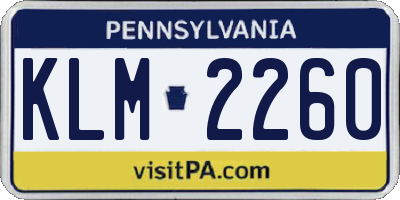 PA license plate KLM2260