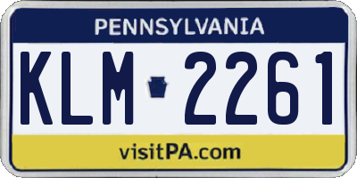 PA license plate KLM2261