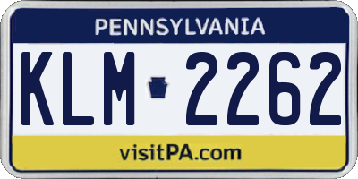 PA license plate KLM2262