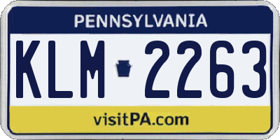 PA license plate KLM2263