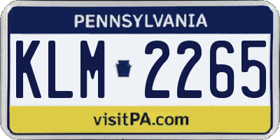 PA license plate KLM2265