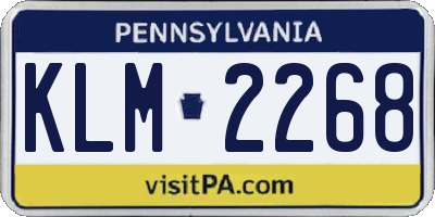 PA license plate KLM2268