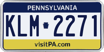 PA license plate KLM2271