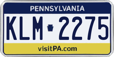 PA license plate KLM2275