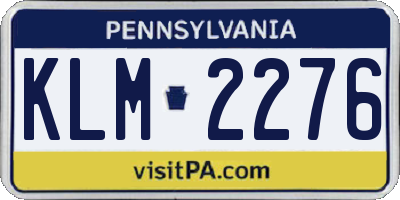 PA license plate KLM2276